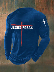 Men's Jesus Freak Print Casual T-shirt