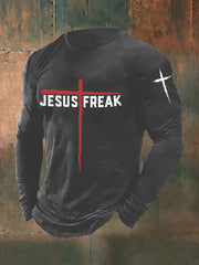 Men's Jesus Freak Print Casual T-shirt