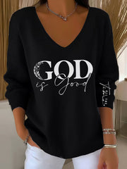 Women's God Is Good All The Time Casual Long-Sleeve Top