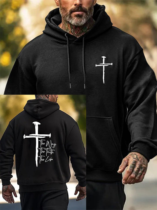 Men's Jesus The Way The Truth The Life Printed Casual Hoodie