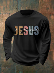 Men's Jesus The Way The Truth The Life Casual Faith Long-Sleeved T-Shirt