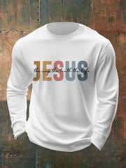 Men's Jesus The Way The Truth The Life Casual Faith Long-Sleeved T-Shirt