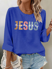 Women's Casual Jesus The Way The Truth The Life Waffle Long-sleeved T-shirt