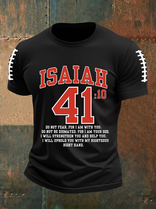 Men's Isaiah 41:10 Football Short-sleeved T-shirt