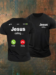 Men's  Jesus Flag Cross Calling Print Short Sleeve T-Shirt