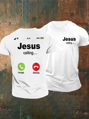 Men's  Jesus Flag Cross Calling Print Short Sleeve T-Shirt