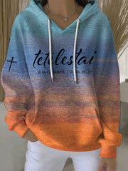 Women's It Is Finished Printed Casual Hoodie