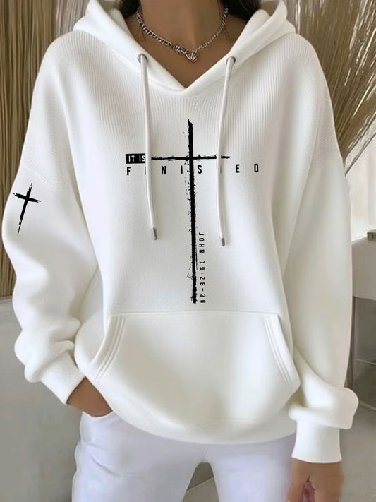 Women's It Is Finished Printed Casual Hoodie