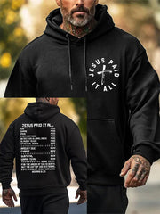 Men's Bible Verse Jesus Paid It All  Cross Hooded Sweatshirt