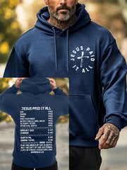 Men's Bible Verse Jesus Paid It All  Cross Hooded Sweatshirt