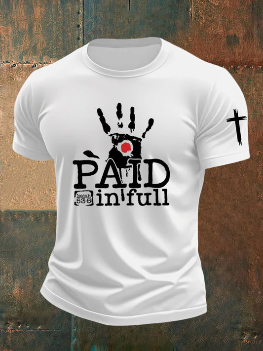 Men's Bible Verse Jesus Paid It All  Cross Short Sleeve T-shirt