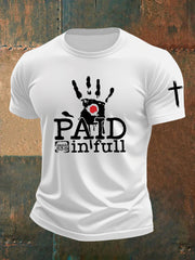 Men's Bible Verse Jesus Paid It All  Cross Short Sleeve T-shirt
