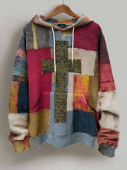 Men's Faith Cross Art Oversized Drop-Shoulder Hoodie