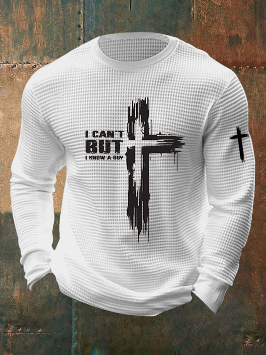 Men's Christian  I Can't... But I Know A Guy. Printed Waffle Long Sleeve T-Shirt