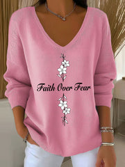 Women's Faith Over Fear Printed Casual Top