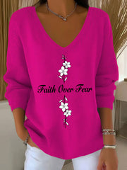 Women's Faith Over Fear Printed Casual Top