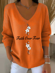 Women's Faith Over Fear Printed Casual Top