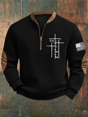 Men'S It Is Finished Faith Cross Print Zipper Sweatshirt