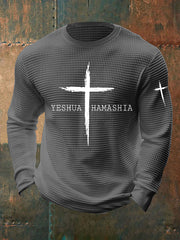 Men's Yeshua Waffle Print Casual T-Shirt