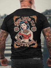 Men's Jesus Love Me And My Tattoos Short-sleeved T-shirt
