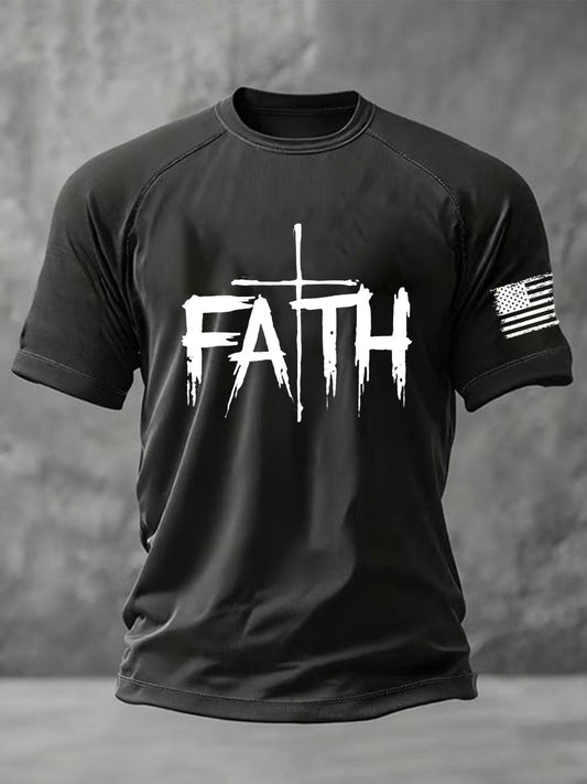 Men's Faith Cross Printed Short Sleeve T-shirt