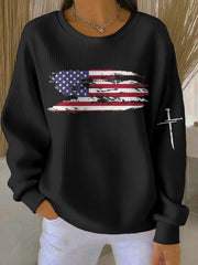 Women's Faith Flag Printed Regular Sweatshirt