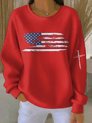 Women's Faith Flag Printed Regular Sweatshirt