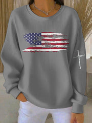 Women's Faith Flag Printed Regular Sweatshirt