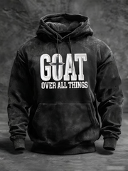 Men's GOAT Print Oversized Drop-Shoulder Hoodie with Pockets