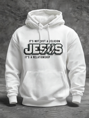 Men's JESUS  Print Oversized Drop-Shoulder Hoodie with Pockets