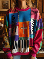 Women's Cross Print Casual Sweatshirt