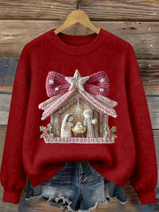 Women's Nativity Print Casual Sweatshirt