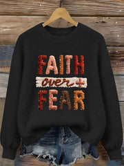 Women's Faith Over Fear Printed Casual Top