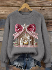 Women's Nativity Print Casual Sweatshirt