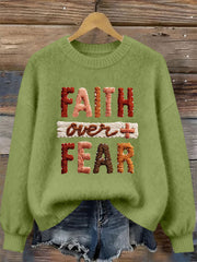 Women's Faith Over Fear Printed Casual Top