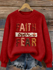 Women's Faith Over Fear Printed Casual Top
