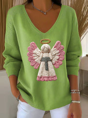 Women's Christmas Angel Print Casual Top