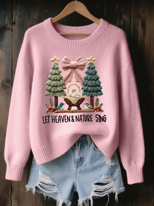 Women's Nativity Print Casual Sweatshirt