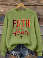 Women's Faith Over Fear Printed Casual Top