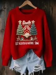 Women's Nativity Print Casual Sweatshirt