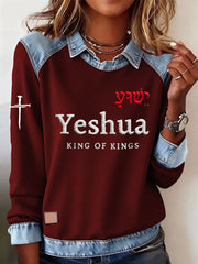 Women's  Yeshua King Of Kings Cross Casual Loose Long Sleeve Top