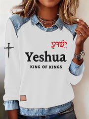 Women's  Yeshua King Of Kings Cross Casual Loose Long Sleeve Top