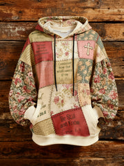 Women's Retro floral  Faith Cross Printed Hoodie