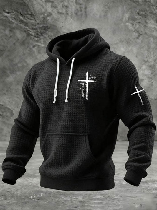 Men's Faith Cross Waffle Print Hoodie