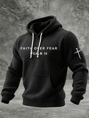 Men's Faith Over Fear Waffle Print Hoodie