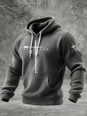 Men's It Is Finished Cross Waffle Print Hoodie