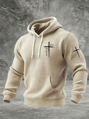 Men's Faith Cross Waffle Print Hoodie