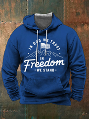 Men's In God We Trust In Freedom We Stand Print Standard Fit Hoodie