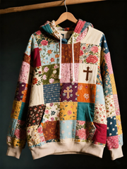 Women's Faith Patchwork Print hoodie