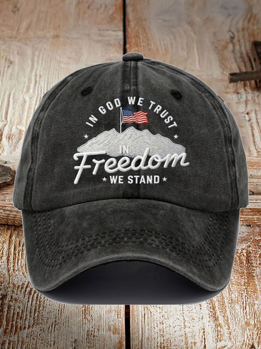 Unisex In God We Trust In Freedom We Stand Print Hat